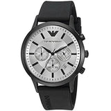 Buy Shop Emporio Armani Chronograph Quartz Silver Dial Black Rubber Strap Watch For Men - AR11048 USA Online