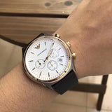 Buy Shop Emporio Armani Chronograph White Dial Brown Leather Strap Watch For Men - AR11033 USA Online