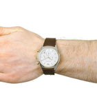 Buy Shop Emporio Armani Chronograph White Dial Brown Leather Strap Watch For Men - AR11033 USA Online