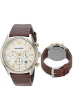Buy Shop Emporio Armani Chronograph White Dial Brown Leather Strap Watch For Men - AR11033 USA Online
