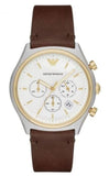 Buy Shop Emporio Armani Chronograph White Dial Brown Leather Strap Watch For Men - AR11033 USA Online