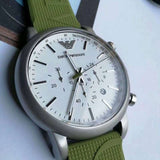 Buy Shop Emporio Armani Chronograph White Dial Green Rubber Strap Watch For Men - AR11022 USA Online