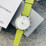 Buy Shop Emporio Armani Chronograph White Dial Green Rubber Strap Watch For Men - AR11022 USA Online