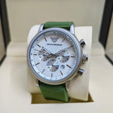 Buy Shop Emporio Armani Chronograph White Dial Green Rubber Strap Watch For Men - AR11022 USA Online