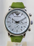 Buy Shop Emporio Armani Chronograph White Dial Green Rubber Strap Watch For Men - AR11022 USA Online