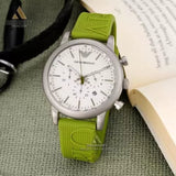 Buy Shop Emporio Armani Chronograph White Dial Green Rubber Strap Watch For Men - AR11022 USA Online