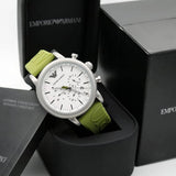 Buy Shop Emporio Armani Chronograph White Dial Green Rubber Strap Watch For Men - AR11022 USA Online