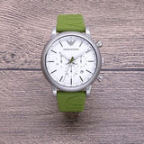 Buy Shop Emporio Armani Chronograph White Dial Green Rubber Strap Watch For Men - AR11022 USA Online