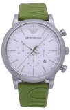 Buy Shop Emporio Armani Chronograph White Dial Green Rubber Strap Watch For Men - AR11022 USA Online