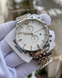 Buy Shop Emporio Armani Chronograph White Dial Two Tone Steel Strap Watch For Men - AR0399 USA Online