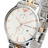 Buy Shop Emporio Armani Chronograph White Dial Two Tone Steel Strap Watch For Men - AR0399 USA Online