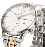 Buy Shop Emporio Armani Chronograph White Dial Two Tone Steel Strap Watch For Men - AR0399 USA Online