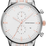 Buy Shop Emporio Armani Chronograph White Dial Two Tone Steel Strap Watch For Men - AR0399 USA Online