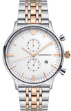 Buy Shop Emporio Armani Chronograph White Dial Two Tone Steel Strap Watch For Men - AR0399 USA Online