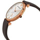 Buy Shop Emporio Armani Classic Analog Silver Dial Brown Leather Strap Watch For Men - AR9038 USA Online
