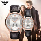 Buy Shop Emporio Armani Classic Analog Silver Dial Brown Leather Strap Watch For Men - AR9101 USA Online