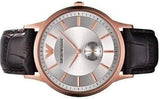 Buy Shop Emporio Armani Classic Analog Silver Dial Brown Leather Strap Watch For Men - AR9101 USA Online