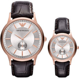 Buy Shop Emporio Armani Classic Analog Silver Dial Brown Leather Strap Watch For Men - AR9101 USA Online