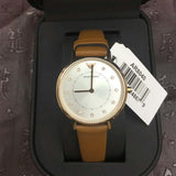 Buy Shop Emporio Armani Classic Analog Silver Dial Brown Leather Strap Watch For Women - AR8040 USA Online