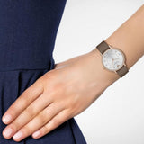 Buy Shop Emporio Armani Classic Analog Silver Dial Brown Leather Strap Watch For Women - AR8040 USA Online