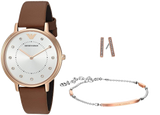 Buy Shop Emporio Armani Classic Analog Silver Dial Brown Leather Strap Watch For Women - AR8040 USA Online