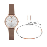 Buy Shop Emporio Armani Classic Analog Silver Dial Brown Leather Strap Watch For Women - AR8040 USA Online