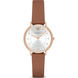 Buy Shop Emporio Armani Classic Analog Silver Dial Brown Leather Strap Watch For Women - AR8040 USA Online