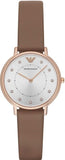 Buy Shop Emporio Armani Classic Analog Silver Dial Brown Leather Strap Watch For Women - AR8040 USA Online