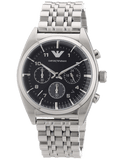 Buy Shop Emporio Armani Franco Black Dial Silver Steel Strap Watch For Men - AR0373 USA Online