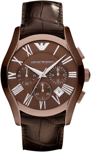 Emporio Armani Valente Classic Brown Dial Brown Leather Strap Watch For Men - AR1609