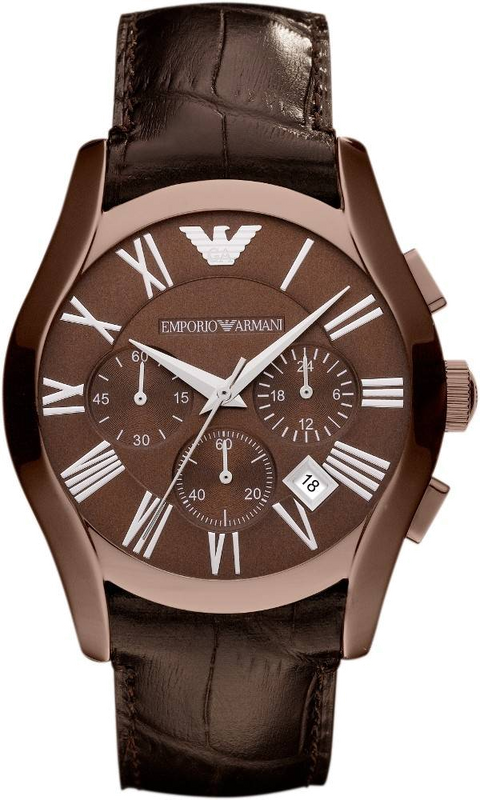 Buy Shop Emporio Armani Valente Classic Brown Dial Brown Leather Strap Watch For Men - AR1609 USA Online
