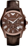 Emporio Armani Valente Classic Brown Dial Brown Leather Strap Watch For Men - AR1609