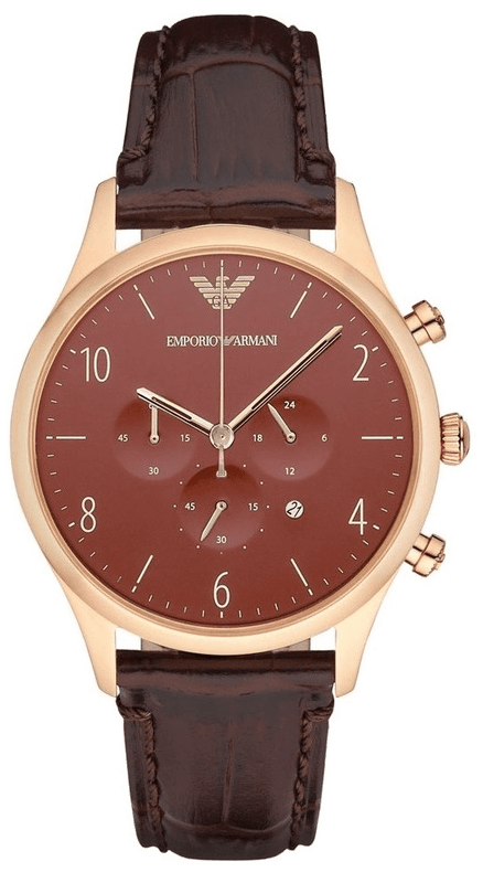 Buy Shop Emporio Armani Classic Chronograph Burgundy Dial Brown Leather Strap Watch For Men - AR1890 USA Online