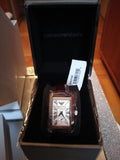 Buy Shop Emporio Armani Classic Beige Dial Brown Leather Strap Watch For Women - AR0155 USA Online