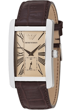 Buy Shop Emporio Armani Classic Beige Dial Brown Leather Strap Watch For Women - AR0155 USA Online