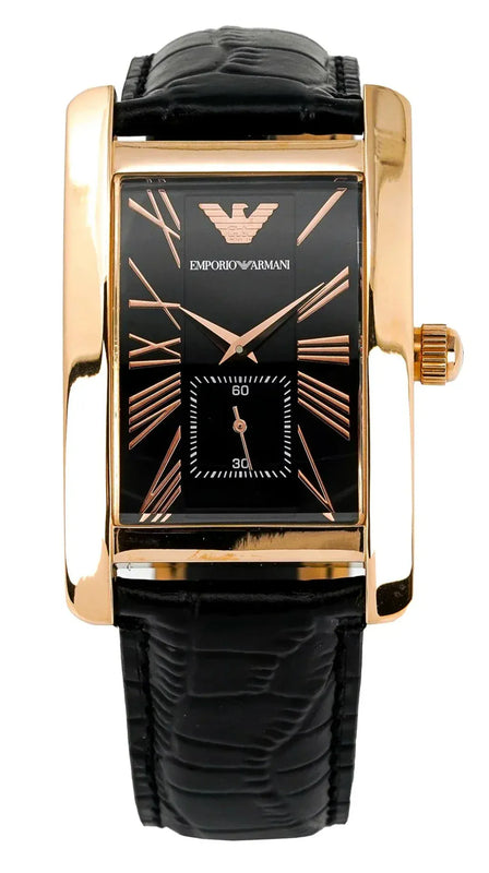 Buy Shop Emporio Armani Classic Black Dial Black Leather Strap Watch For Men - AR0168 USA Online