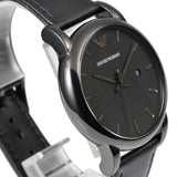 Buy Shop Emporio Armani Classic Black Dial Black Leather Strap Watch For Men - AR1732 USA Online