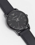 Buy Shop Emporio Armani Classic Black Dial Black Leather Strap Watch For Men - AR1732 USA Online