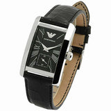 Buy Shop Emporio Armani Classic Black Dial Black Leather Strap Watch For Women - AR0144 USA Online