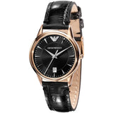 Buy Shop Emporio Armani Classic Black Dial Black Leather Strap Watch for Women - AR2445 USA Online