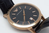 Buy Shop Emporio Armani Classic Black Dial Black Leather Strap Watch For Women - AR9022 USA Online