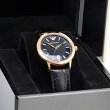 Buy Shop Emporio Armani Classic Black Dial Black Leather Strap Watch For Women - AR9022 USA Online