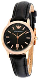 Buy Shop Emporio Armani Classic Black Dial Black Leather Strap Watch For Women - AR9022 USA Online