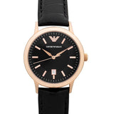 Buy Shop Emporio Armani Classic Black Dial Black Leather Strap Watch For Women - AR9022 USA Online