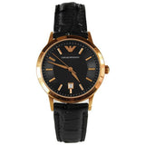 Buy Shop Emporio Armani Classic Black Dial Black Leather Strap Watch For Women - AR9022 USA Online