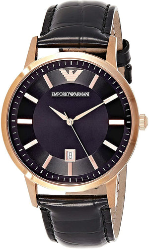 Buy Shop Emporio Armani Classic Black Dial Black Leather Strap Watch For Women - AR9022 USA Online