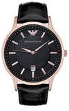 Buy Shop Emporio Armani Classic Black Dial Black Leather Strap Watch For Women - AR9022 USA Online
