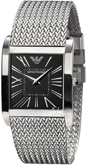 Buy Shop Emporio Armani Classic Black Dial Silver Mesh Bracelet Watch For Women - AR2013 USA Online
