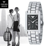Buy Shop Emporio Armani Classic Black Dial Silver Stainless Steel Watch For Women - AR0157 USA Online