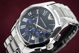 Buy Shop Emporio Armani Classic Blue Dial Silver Steel Strap Watch For Men - AR1635 USA Online
